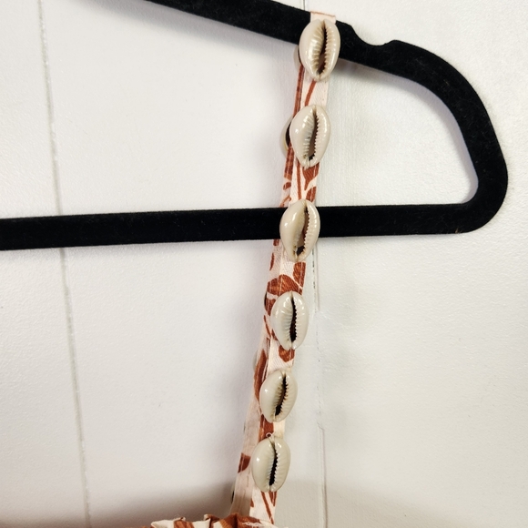 Bailey 44 Brown Floral Boho Crop Top Tank Size XL Beachy Cowrie Shell Straps New - Picture 4 of 9